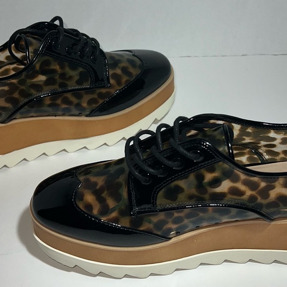 ALDO Y2K Grunge Glam Clear Patent Leopard Print Sassafras Platform Oxfords Sz 8 - Picture 7 of 9